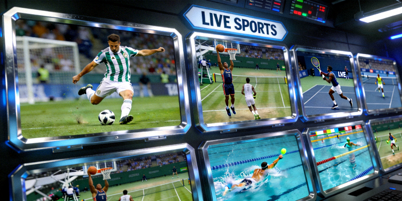 多屏显示各类体育赛事直播画面